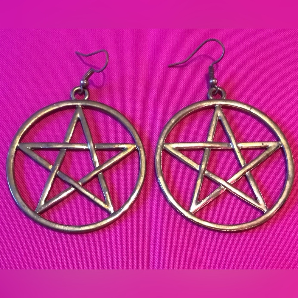 SOLD Large Pentacle Earrings - Picture 2 of 2